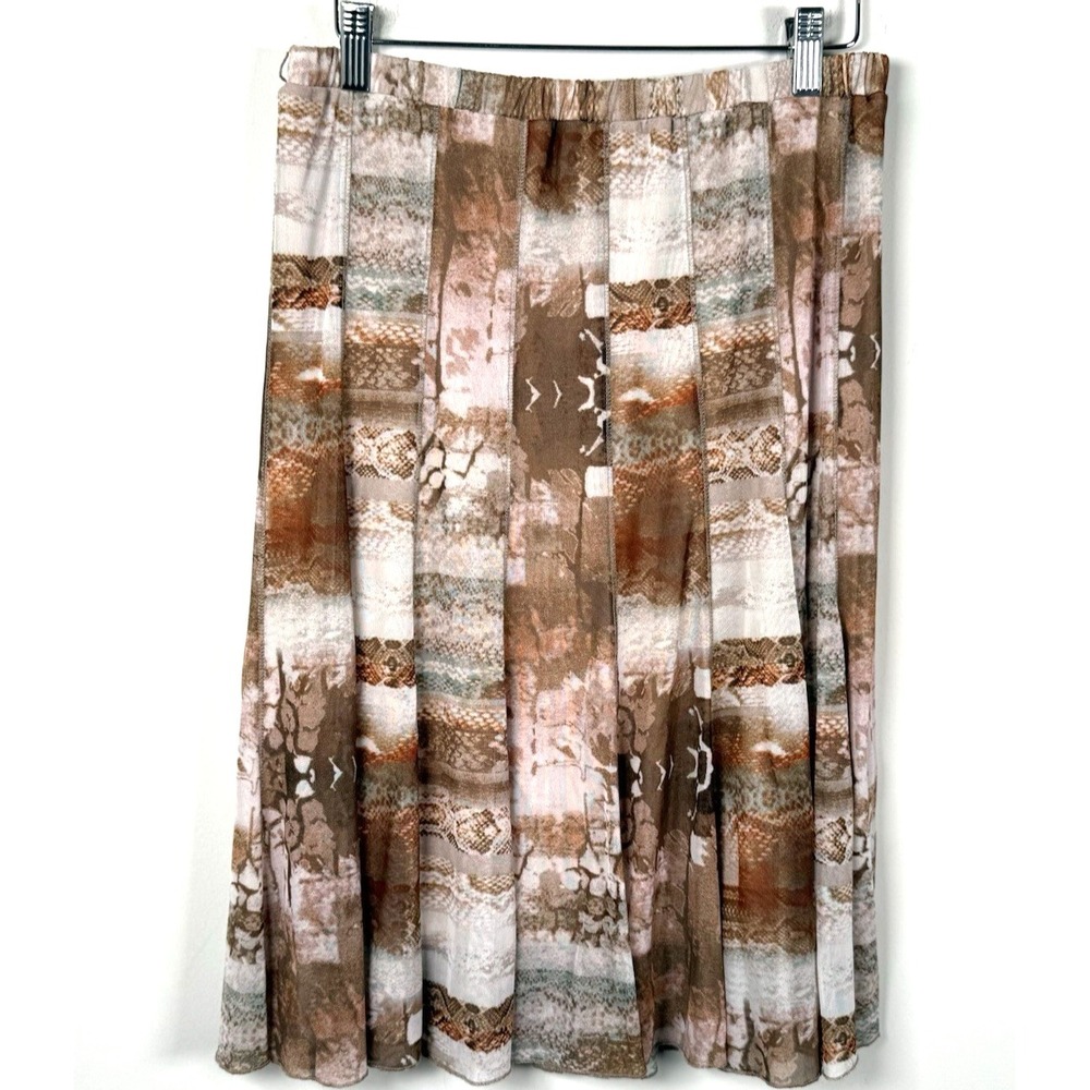 São Paulo Accordion Pleated Patchwork Midi Skirt Size 4 Forest Fairy Neutrals
